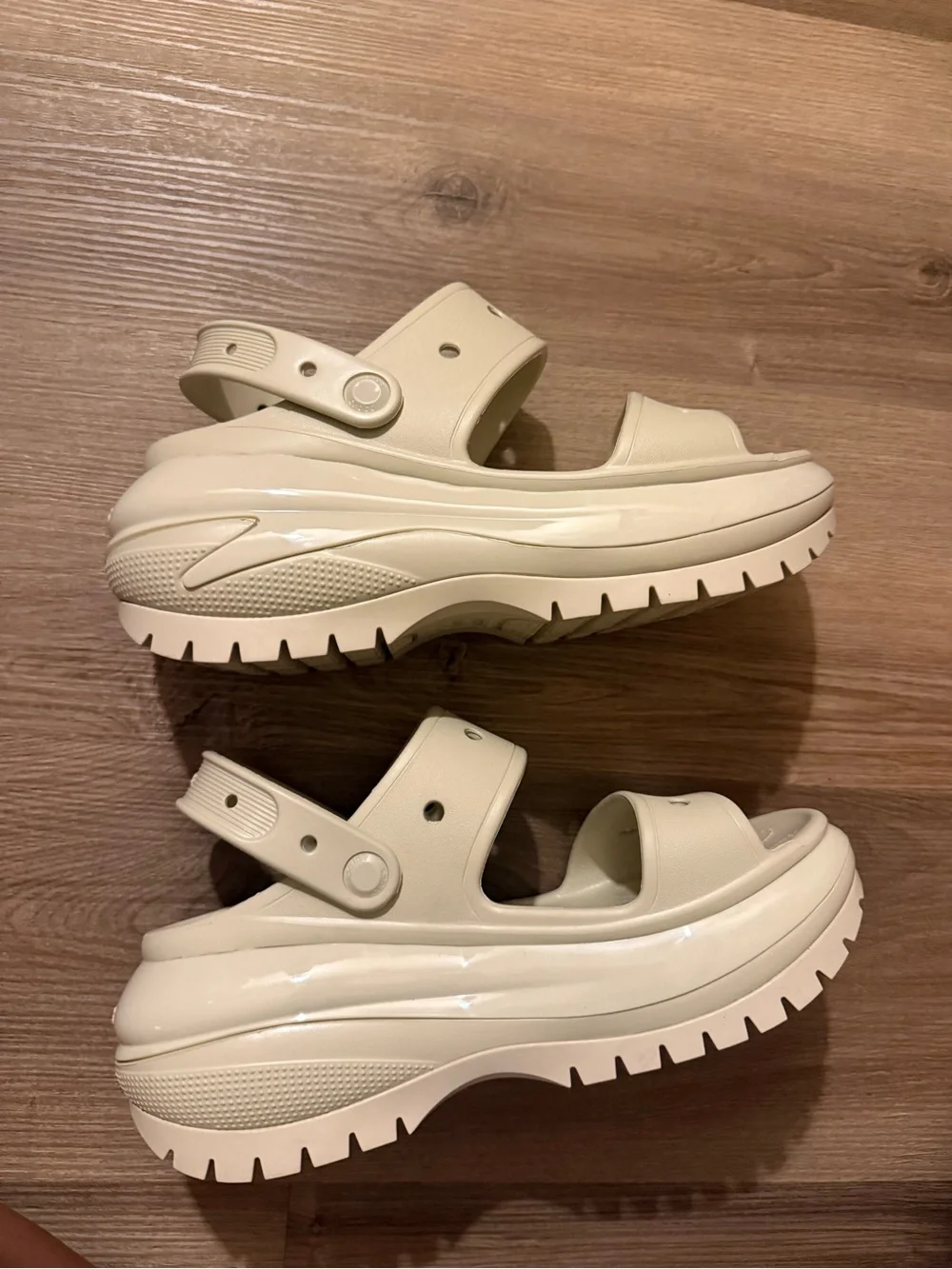 CROCS Platform Slide Sandals in Light Cream